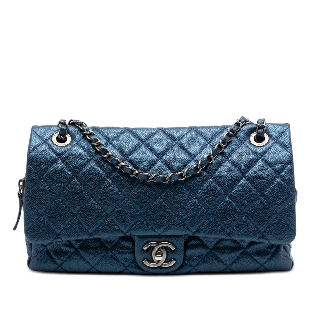 Pre-Loved Chanel Jumbo Quilted Iridescent Caviar Easy Flap